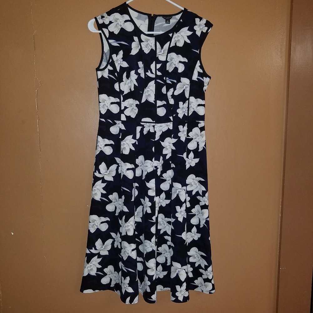 $119 ANN TAYLOR Sz 6-PETITE BLUE/WHITE SLEEVE LESS